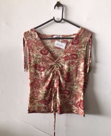 Julie Guerlande Red and Beige Floral Top