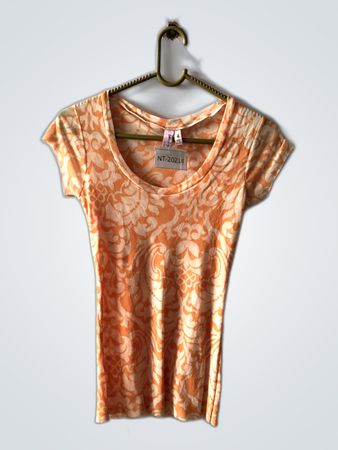 Stacy Pollak Orange and White Floral Top