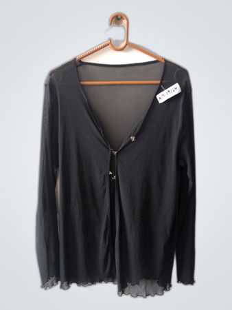 Black Sheer Long-Sleeve Top