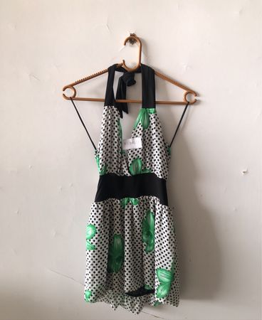 Polka Dot Dress with Green Leaves
