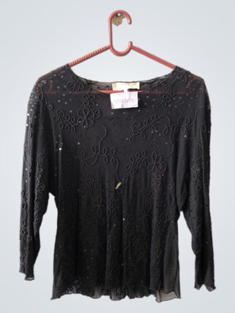 Joachim Bosse Black Sequin Embroidered Blouse