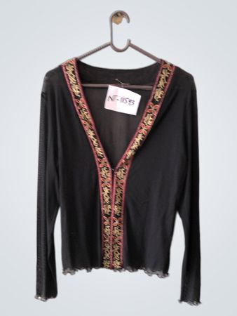 Taifun Black Embroidered Top
