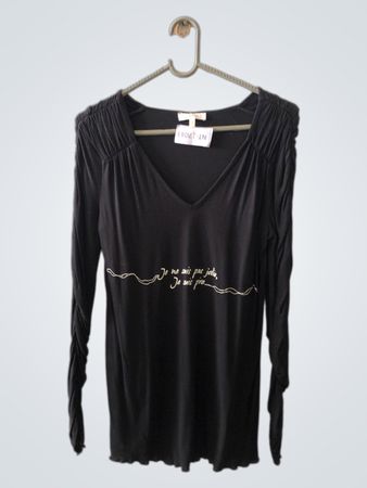 Kookai Black Long-Sleeve V-Neck Blouse