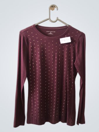 Ann Taylor Studded Long-Sleeve Top
