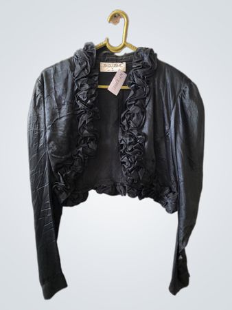 Black Ruffled Jacket by EXCLUSIVE