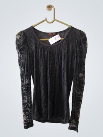 L&J Fashion Black Lace Long Sleeve Blouse