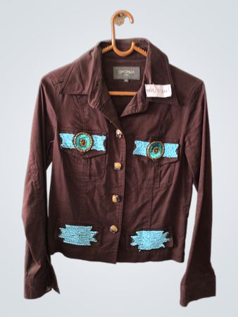 Camomilla Brown Beaded Shirt Jacket