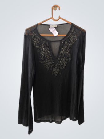 Wallis Black Embroidered Long-Sleeve Blouse