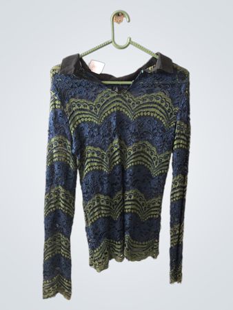 Unbranded Navy Lace Long Sleeve Blouse
