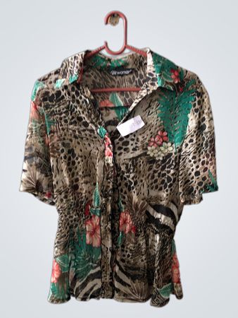 M Woman Printed Short Sleeve Blouse
