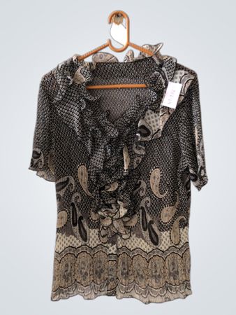 Blouse with Black and White Pattern