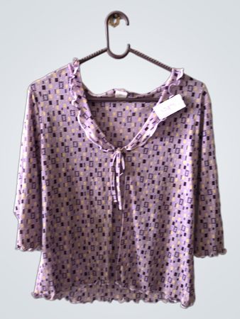 Camaro Geometric Print Ruffle Blouse
