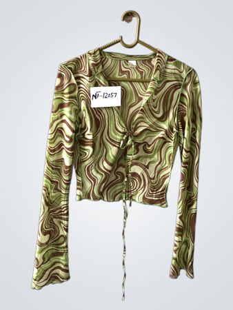 Green and Brown Swirl Pattern Top