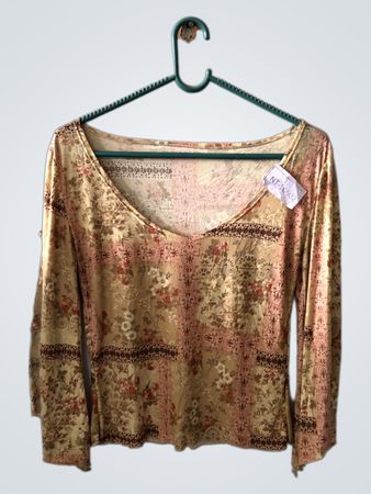 Floral Print Long-Sleeve V-Neck Blouse
