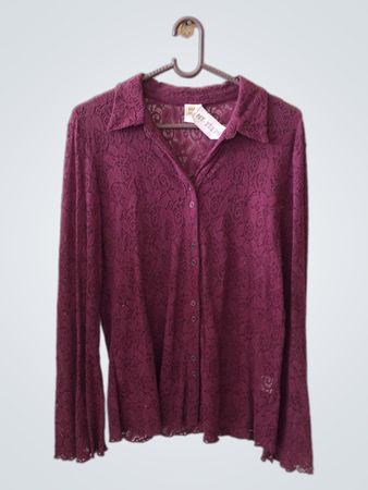 Marks & Spencer Purple Lace Button-Down Blouse