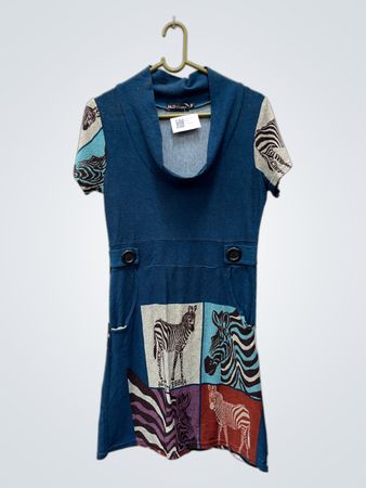 I&D Colors Zebra Print Cowl Neck Mini Dress