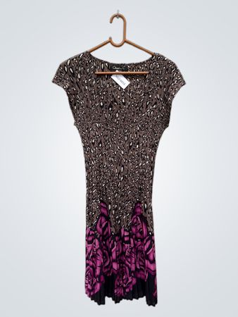 Claudia C Pleated Leopard Print Mini Dress