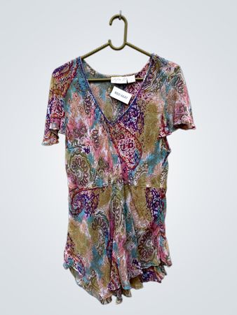 Lola P. Multicolored Paisley Wrap Blouse