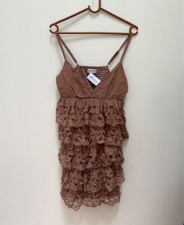Azaka Ruffled Brown Dress