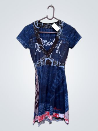 Blue and Red Patchwork Dress