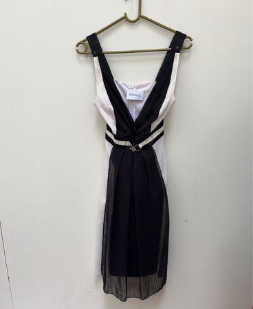 NSD Black and White Sleeveless Wrap Mini Dress