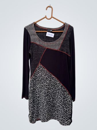 ME Patchwork Leopard Knit Dress