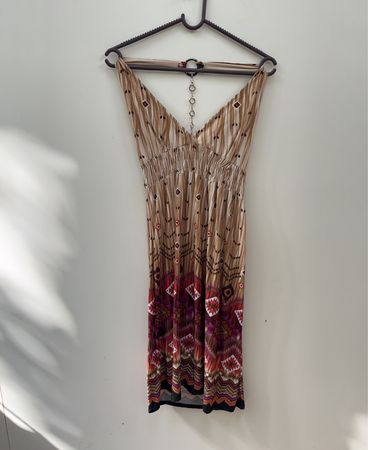 Geometric Print Halter Dress