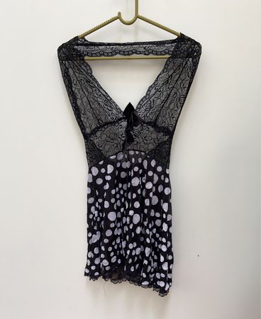 Black and White Polka Dot Lace Top