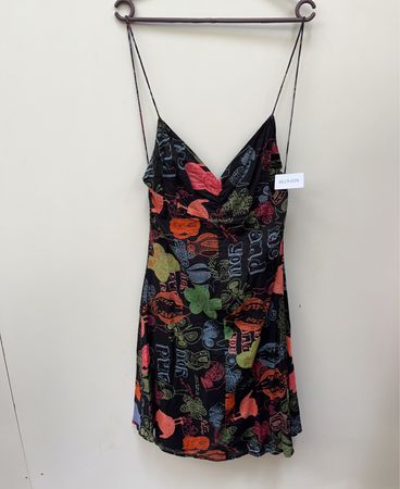 Unbranded Multicolor Graphic Print Spaghetti Strap Mini Dress