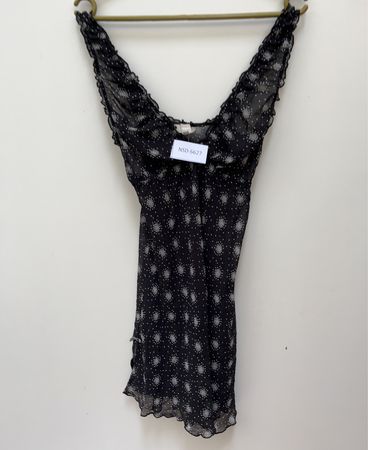 Presence Black Star Print Sheer Slip Dress