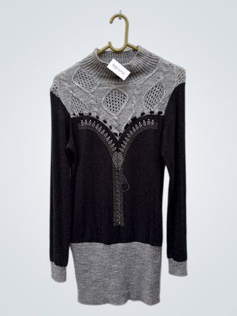 Gray and Black Knit Sweater