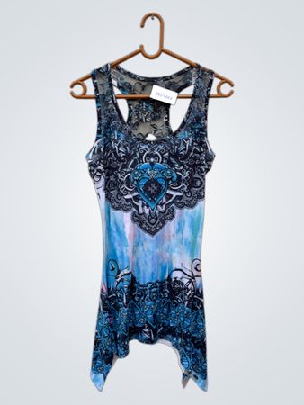 Blue and Black Patterned Leotard