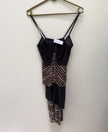 Black and Plaid Patterned Dress