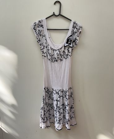 White and Black Floral Dress