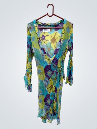 Unbranded Sheer Floral Wrap Dress