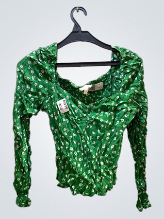 Green Floral Long-Sleeve Top