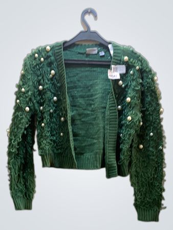 Green Pearl Embellished Sweater