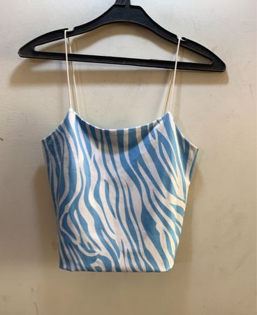 Blue and White Zebra Print Top