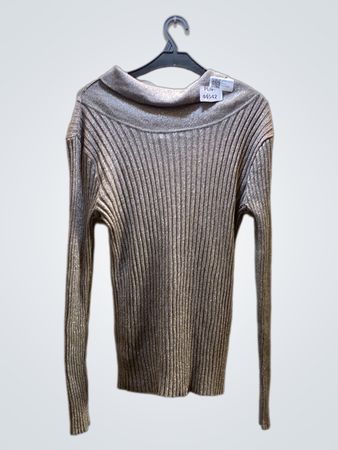 Grey Ribbed Long-Sleeve Top
