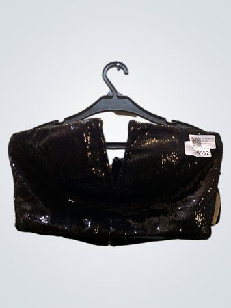 Black Sequin Bandeau Top