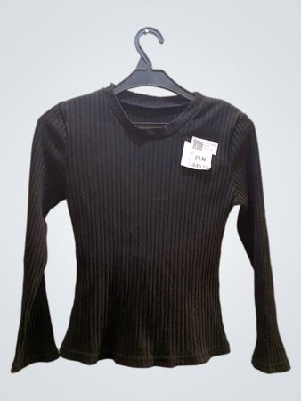Black Ribbed Long Sleeve Top