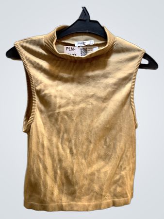 Stradivarius Beige Corduroy Mock Neck Top