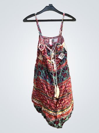 No Boundary Paisley Lace-Up Mini Dress