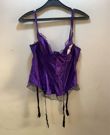 Unbranded Purple Striped Satin Bustier Corset