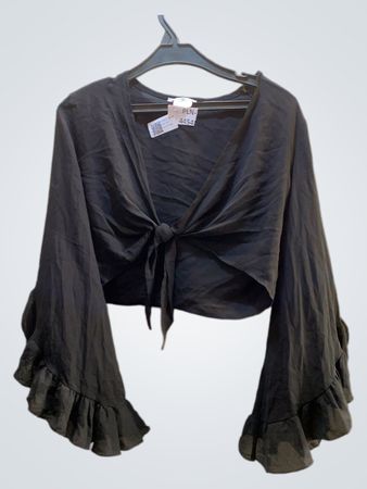 Black Tie Front Blouse