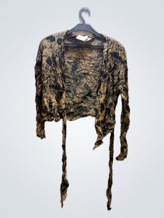 Unbranded Fringed Animal Print Cropped Cardigan