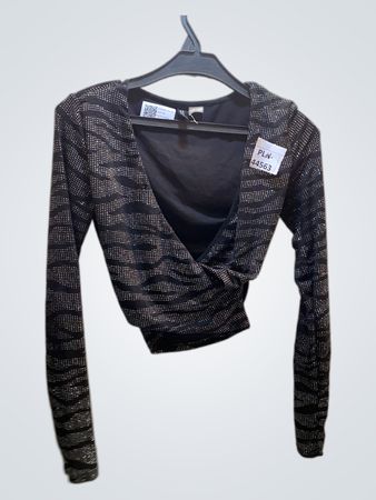 H&M Black Sequin Wrap Long Sleeve Top