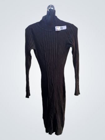 Black Ribbed Turtleneck Dress