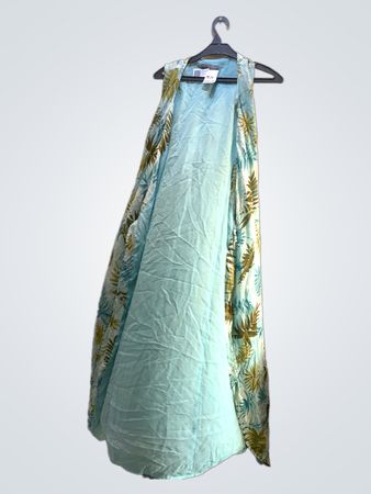 Kate Spade Blue Leaf Print Sleeveless Kimono Jacket