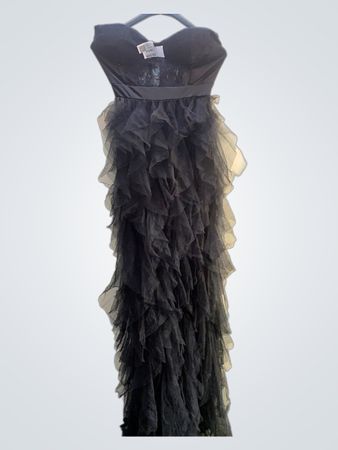 Black Ruffled Evening Dress